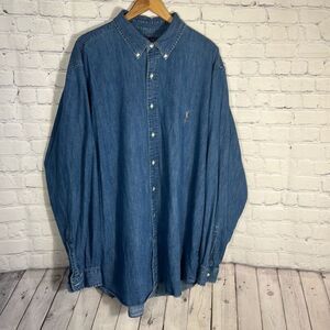 Purple Label Flesh Pony Ralph Lauren Denim Chambray Shirt size 2XLT Classic Fit